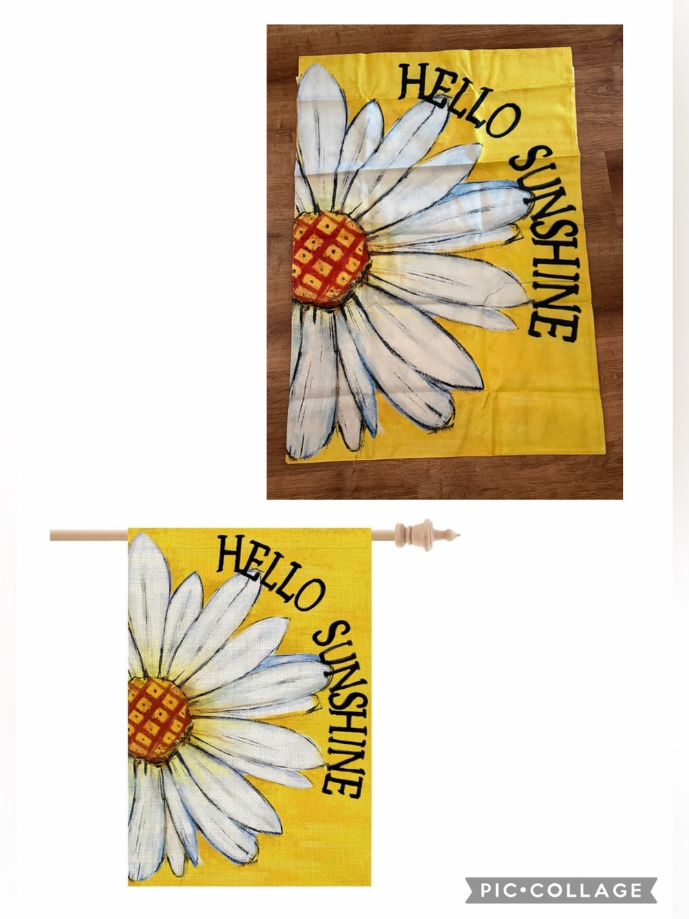 Hello Sunshine Daisy Garden Flag - Yellow & White 28x40
